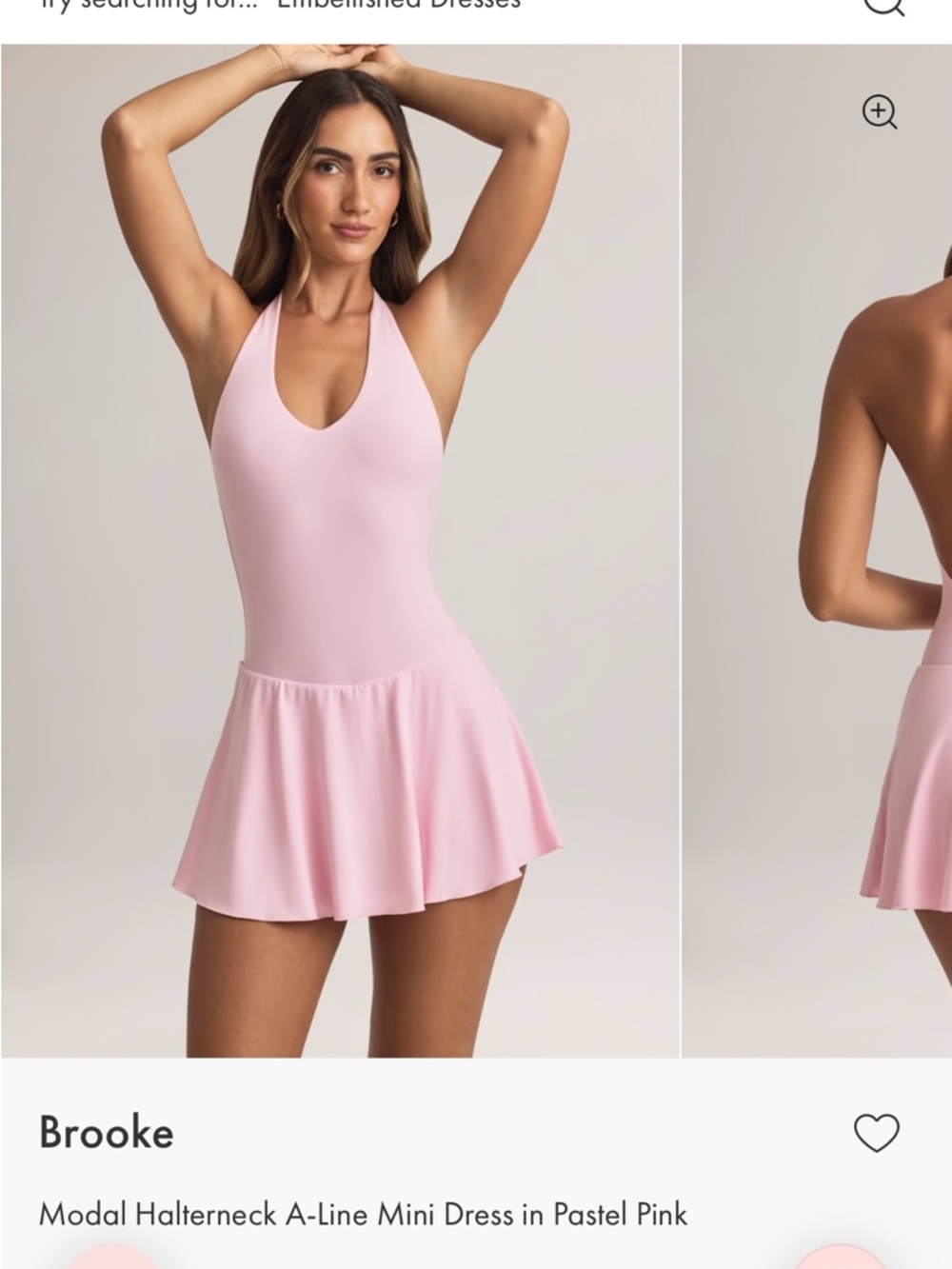 Oh Polly BROOKE Modal Halterneck A-Line Mini Dress Pastel Pink - Medium